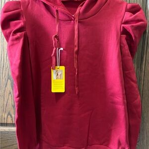 Red Hoodie with Puff Sleeves